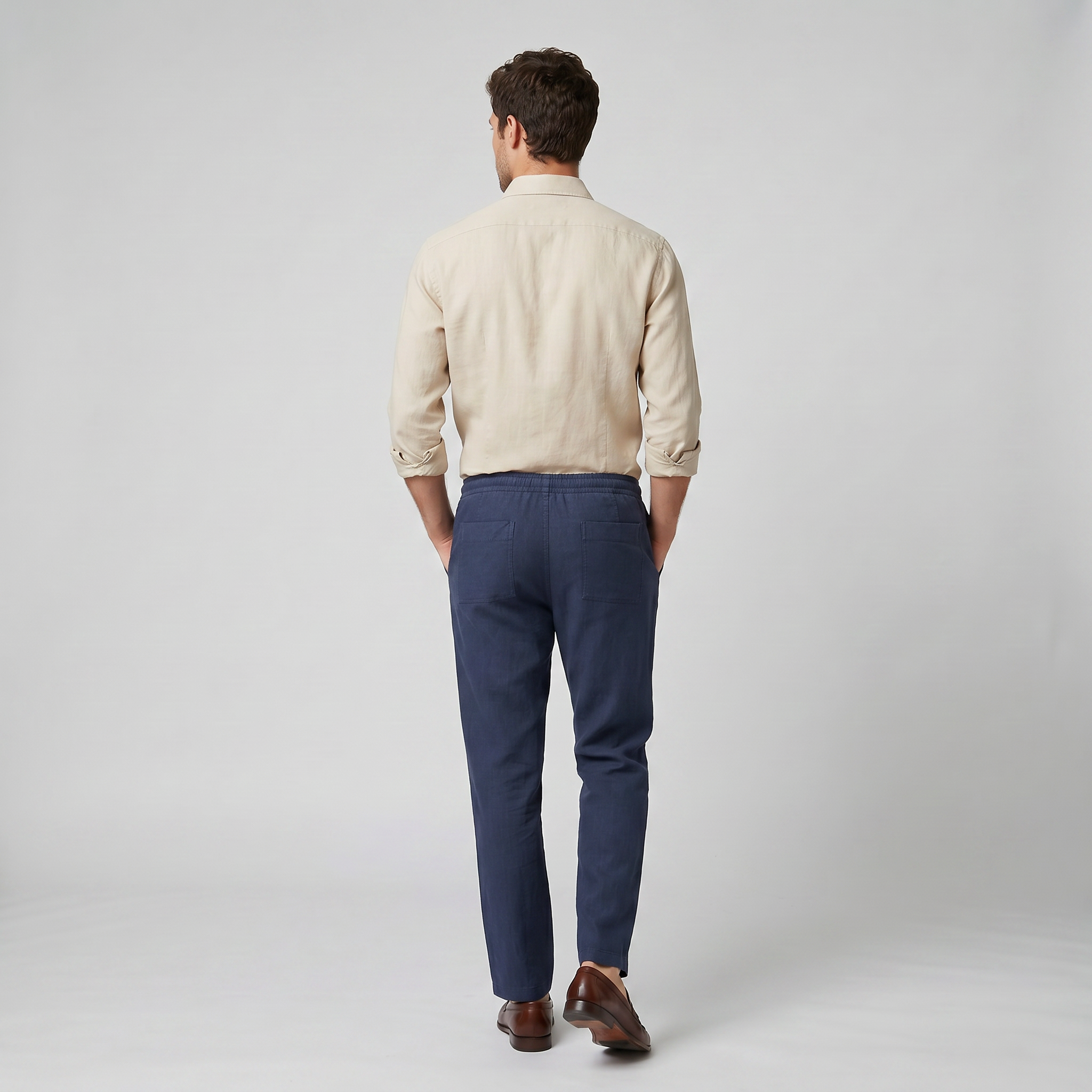 Men’s Cotton Linen Straight Leg Trousers | Celestiella