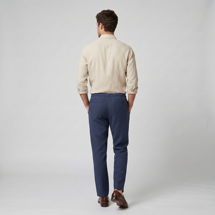 Men’s Cotton Linen Straight Leg Trousers | Celestiella