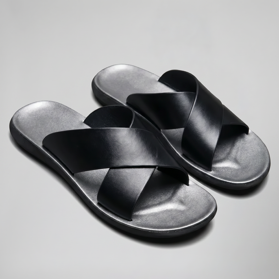 Men’s Crossover Leather Sandals | Celestiella