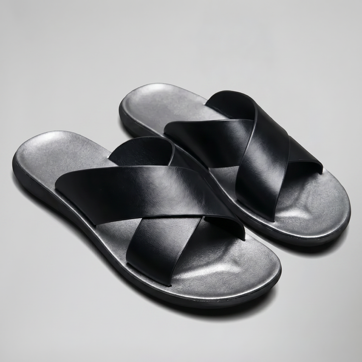 Men’s Crossover Leather Sandals | Celestiella