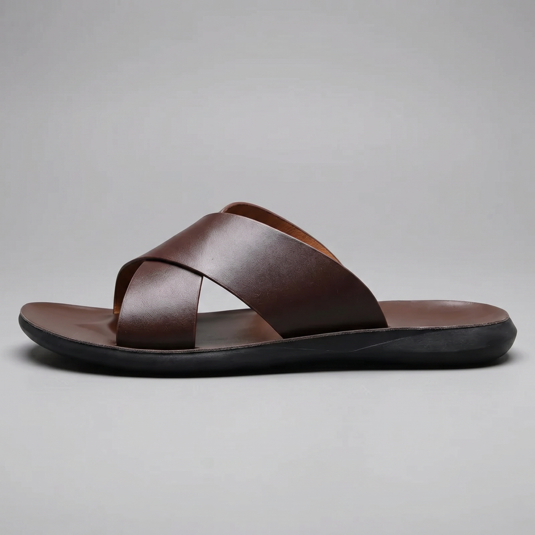 Men’s Crossover Leather Sandals | Celestiella