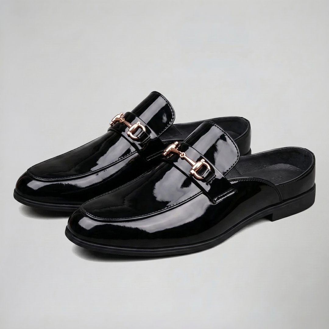 Men’s Embossed Leather Horsebit Backless Loafers | Celestiella