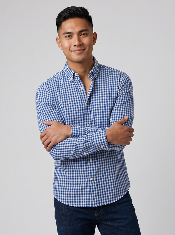 Men's Gingham Check Oxford Shirt – Classic Summer Smart Style