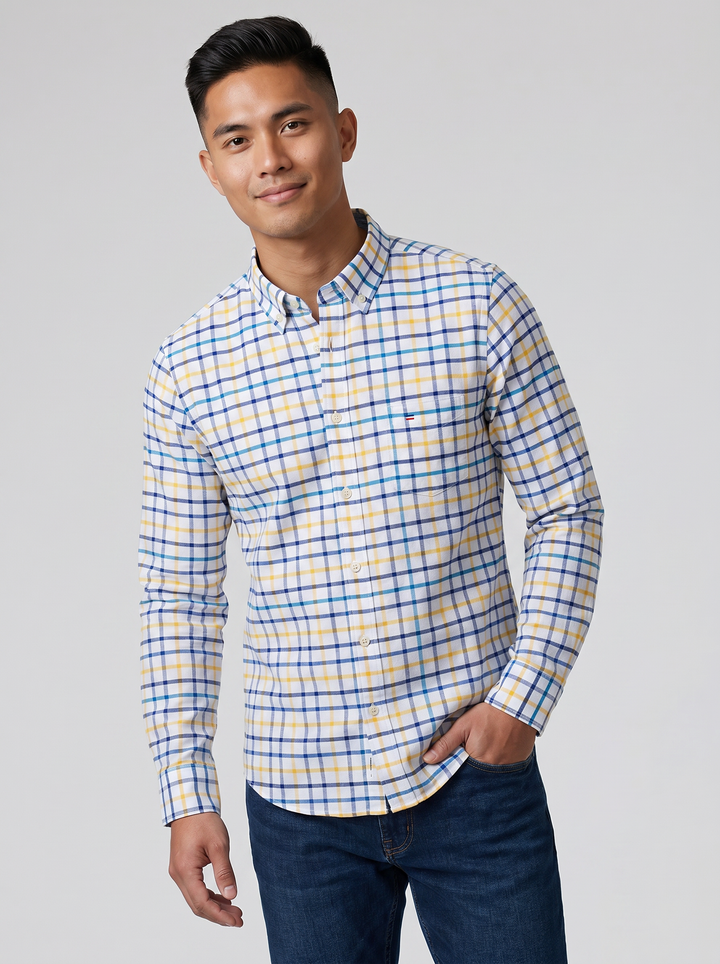 Men's Gingham Check Oxford Shirt – Classic Summer Smart Style
