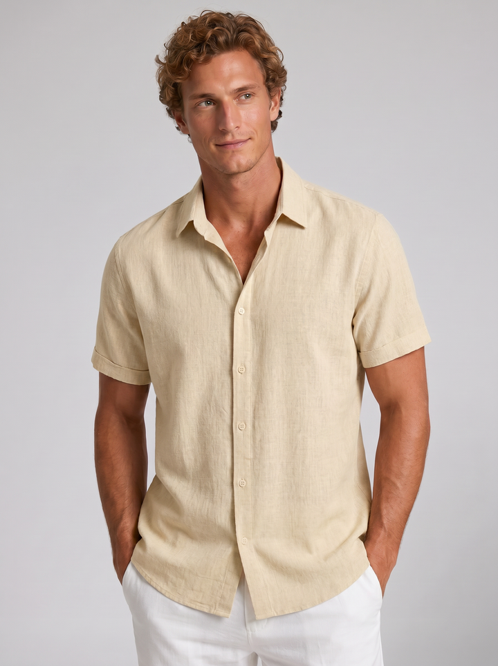 Men's Linen-Blend Sage Shirt – Cool Relaxed Summer Fit