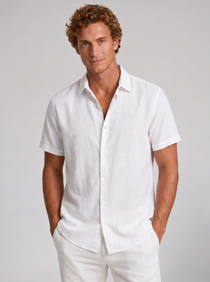 Men's Linen-Blend Sage Shirt – Cool Relaxed Summer Fit