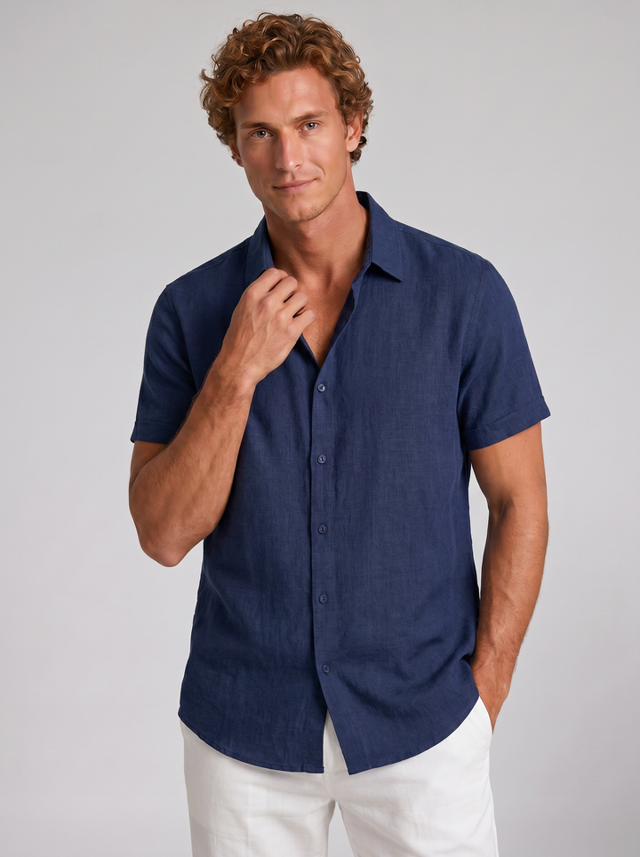 Men's Linen-Blend Sage Shirt – Cool Relaxed Summer Fit