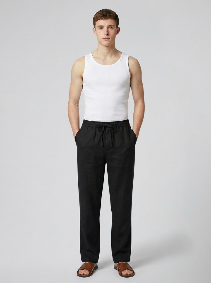 Men's Linen Drawstring Trousers – Relaxed Lightweight Fit