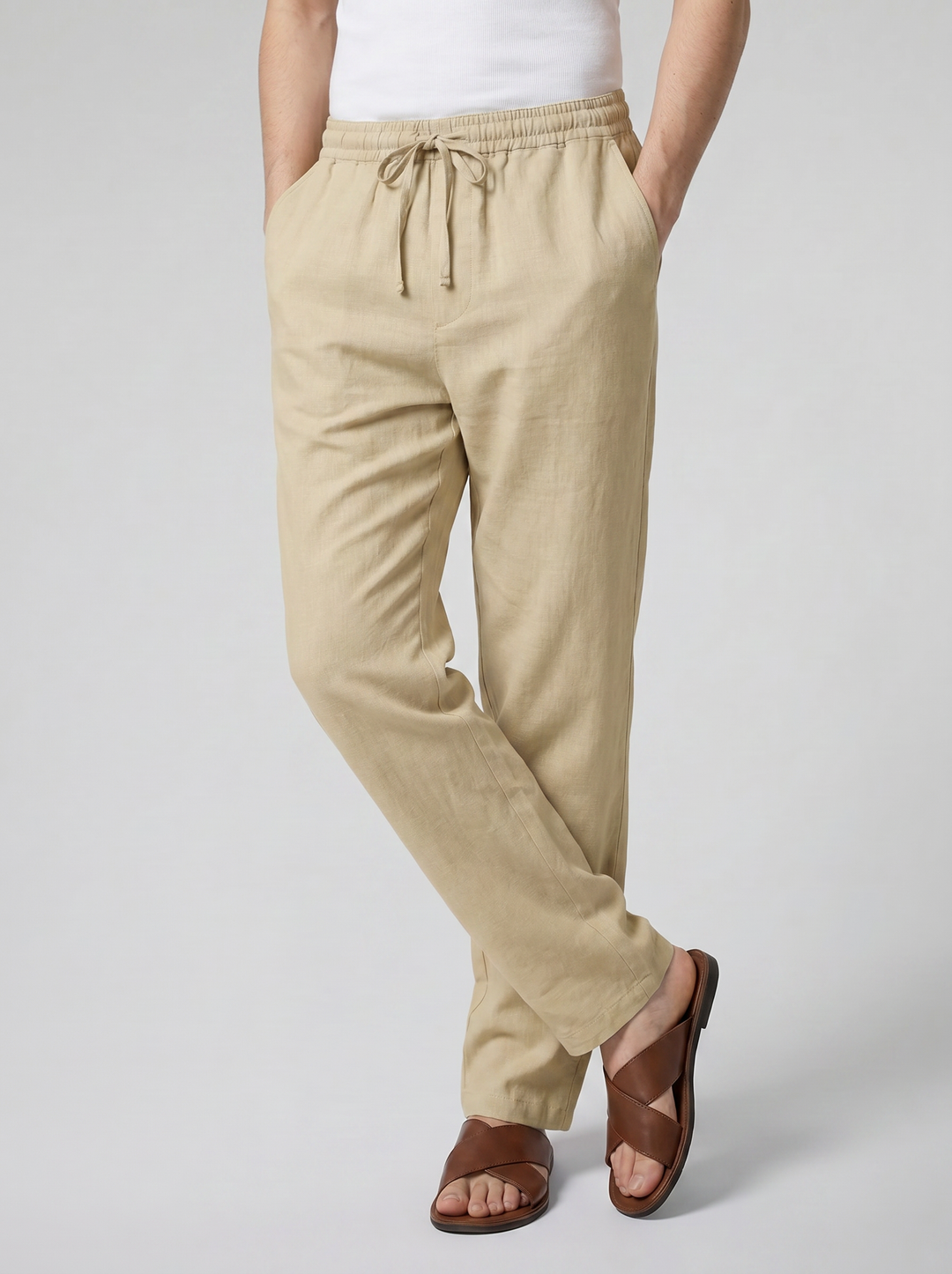 Men's Linen Drawstring Trousers – Relaxed Lightweight Fit