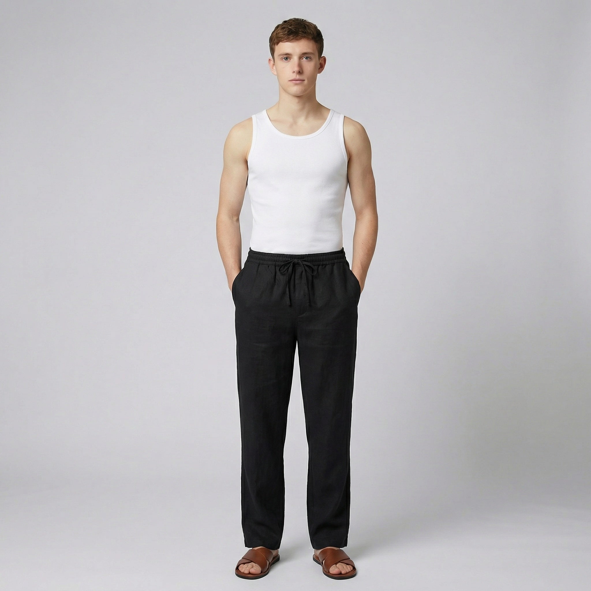 Men’s Linen Drawstring Trousers | Celestiella