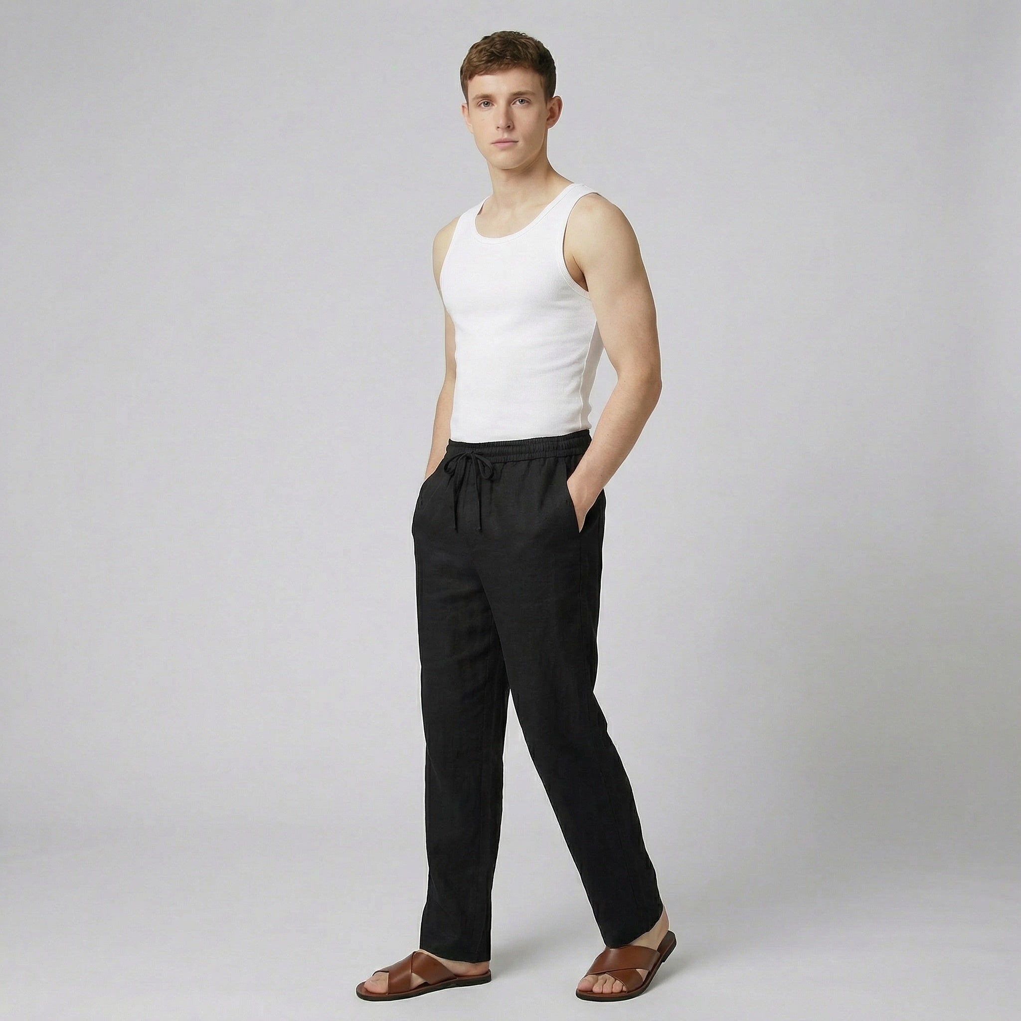 Men’s Linen Drawstring Trousers | Celestiella
