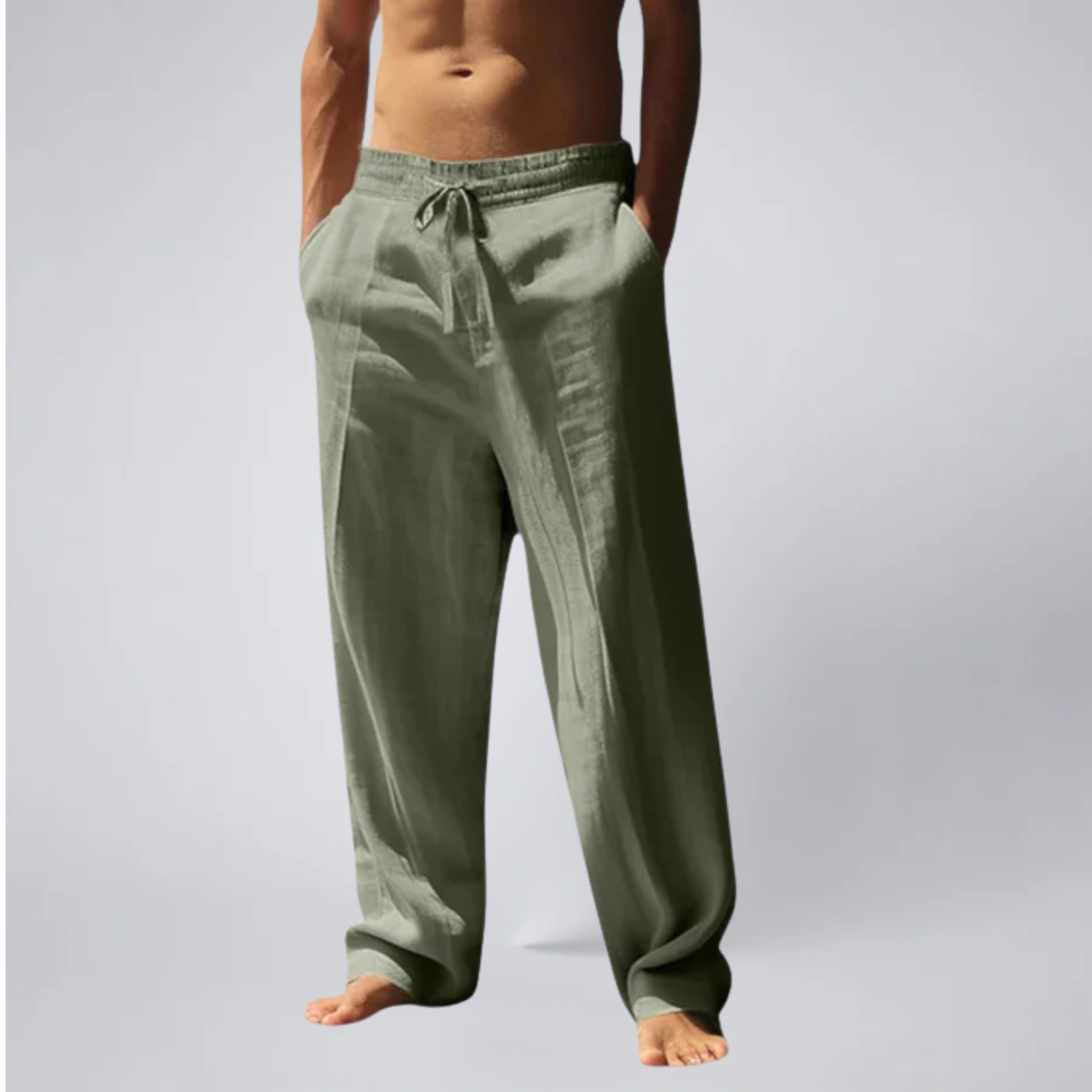 Men’s Linen Drawstring Trousers | Celestiella