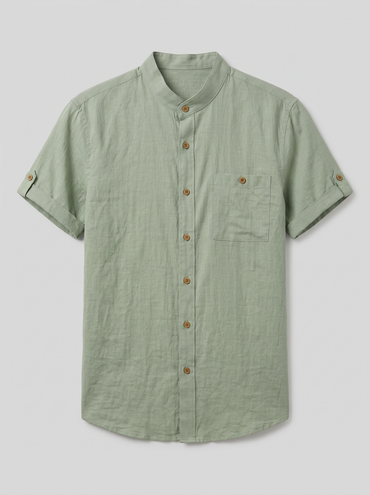 Men's Mandarin Collar Shirt – Linen
