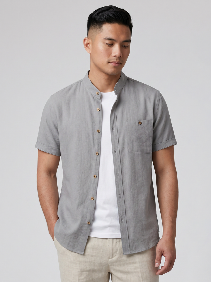 Men's Mandarin Collar Shirt – Linen