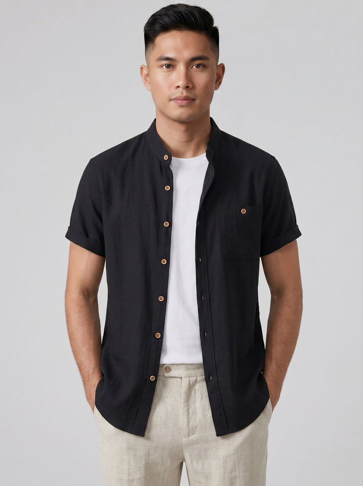 Men's Mandarin Collar Shirt – Linen
