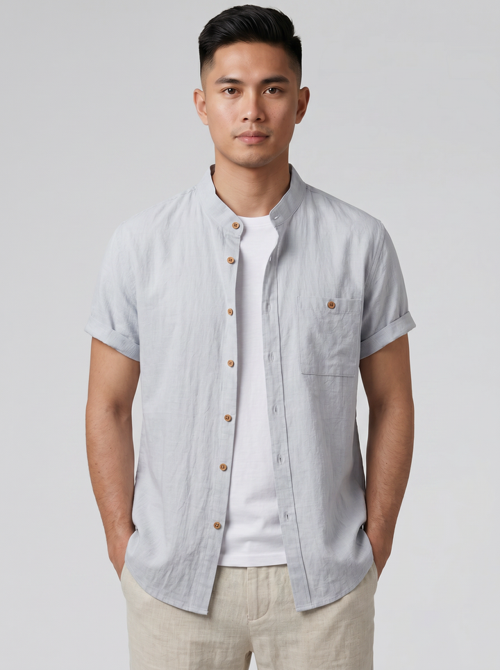Men's Mandarin Collar Shirt – Linen