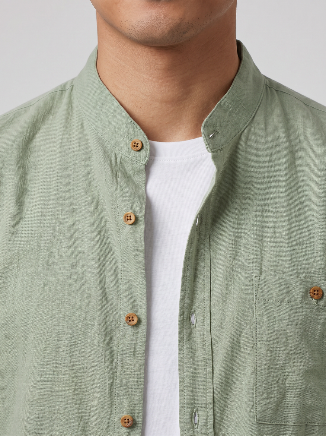 Men's Mandarin Collar Shirt – Linen
