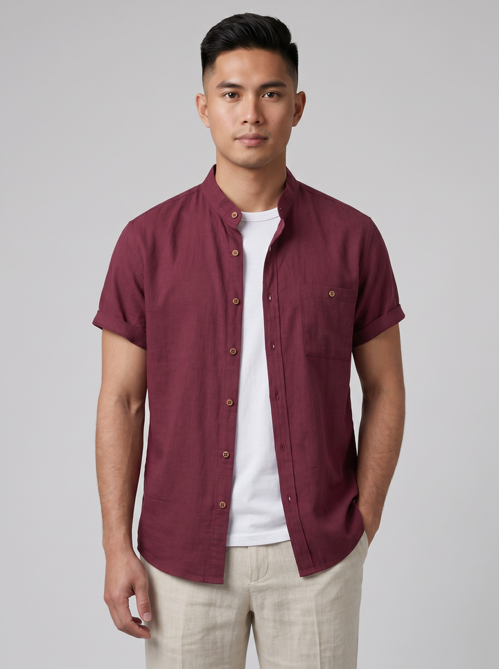 Men's Mandarin Collar Shirt – Linen