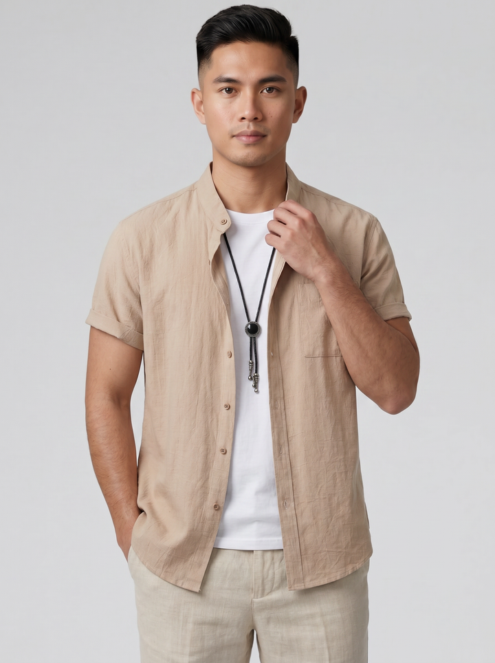 Men's Mandarin Collar Shirt – Linen