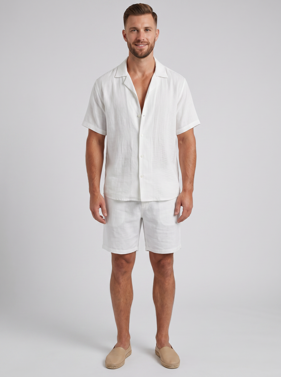 Men's Co-ord Set – Linen Resort Shirt & Shorts
