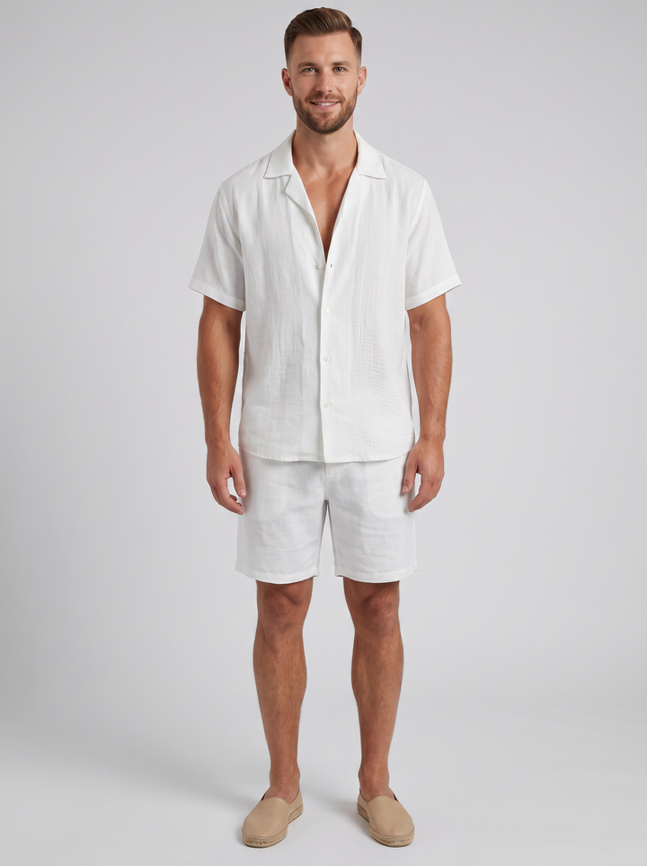 Men's Co-ord Set – Linen Resort Shirt & Shorts