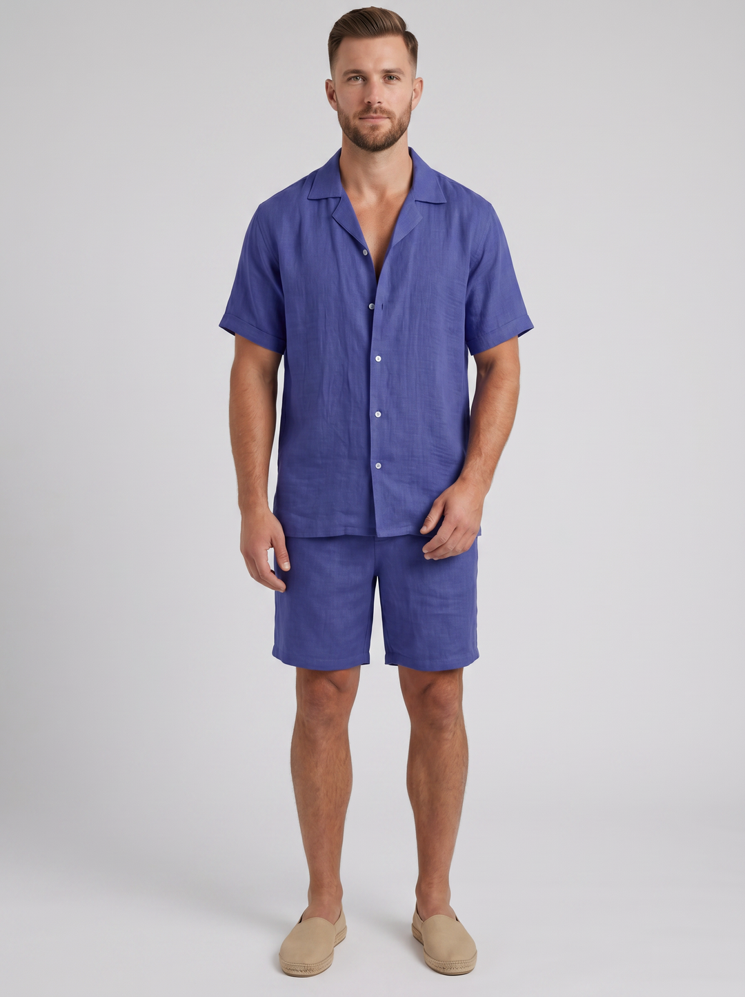 Men's Co-ord Set – Linen Resort Shirt & Shorts