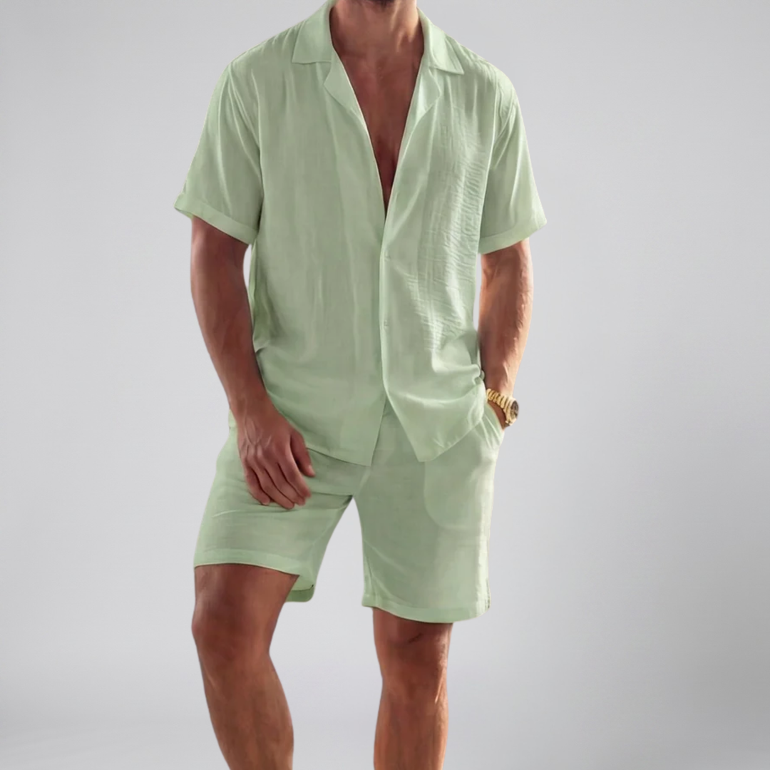 Men's Co-ord Set – Linen Resort Shirt & Shorts