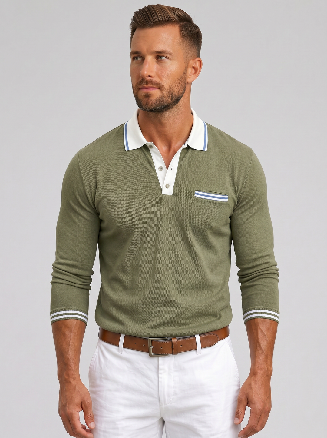 Men's Long-Sleeve Polo Shirt – Smart Casual Fit