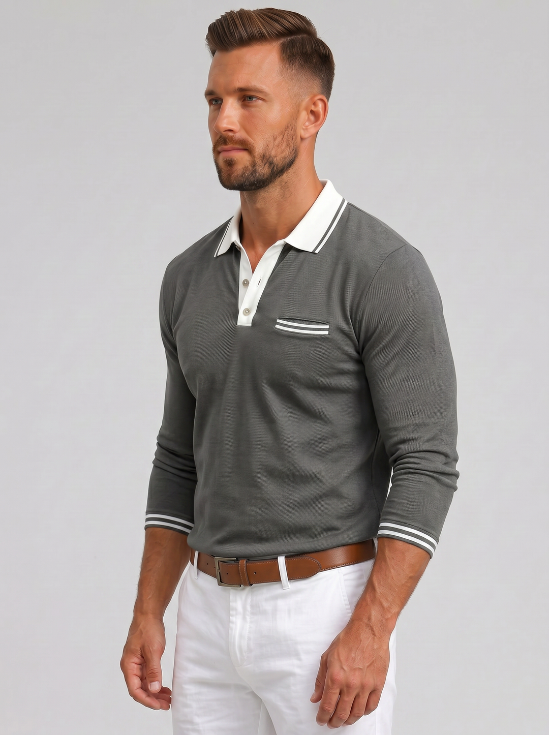 Men's Long-Sleeve Polo Shirt – Smart Casual Fit