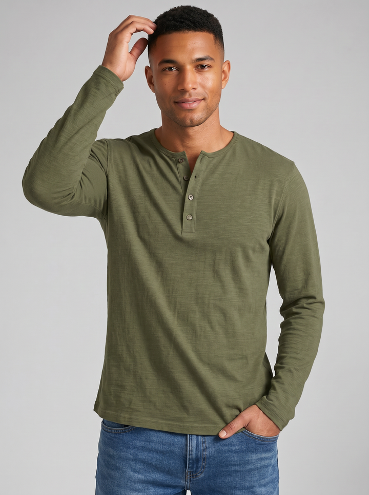 Men's Cotton Shirt – Slim-Fit Long-Sleeve
