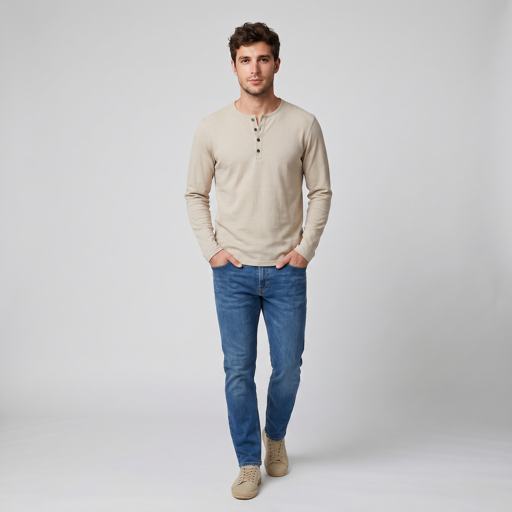 Men’s Long-Sleeved Cotton Slim-Fit Shirt | Celestiella