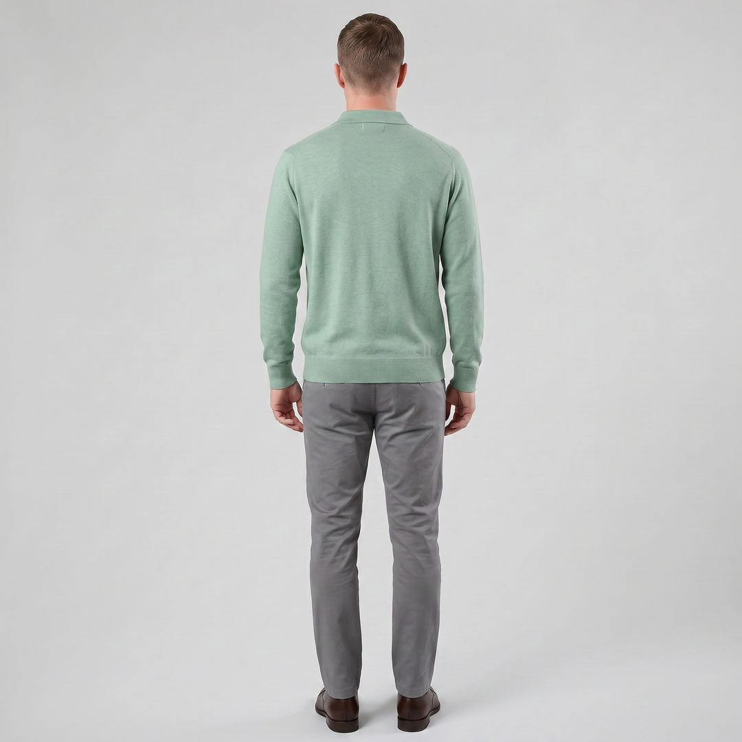 Men’s Long-Sleeve Half-Button Polo Shirt | Celestiella