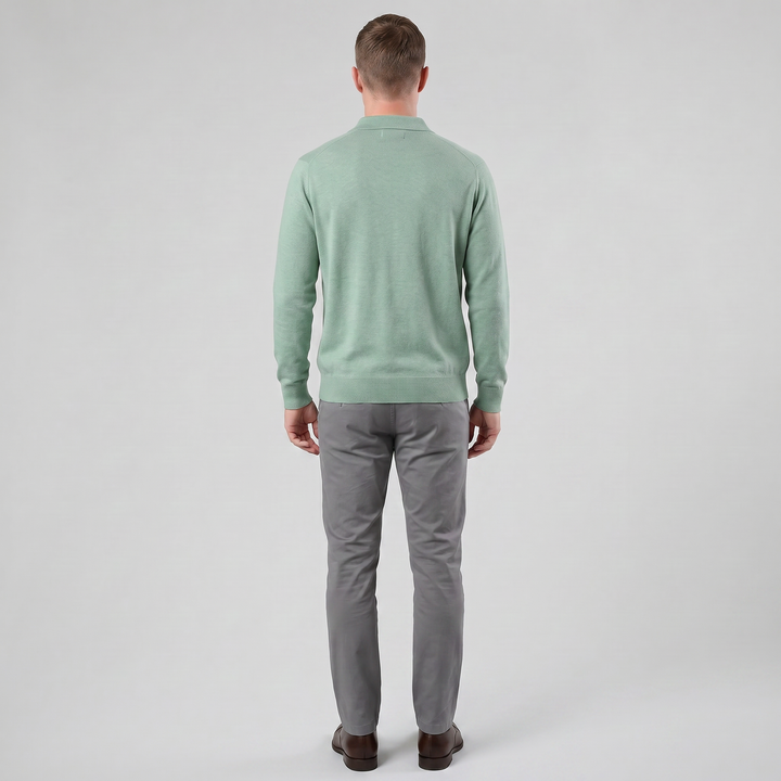 Men’s Long-Sleeve Half-Button Polo Shirt | Celestiella