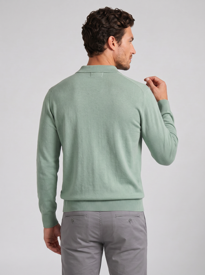 Men's Long-Sleeve Polo Shirt – Half-Button Knit