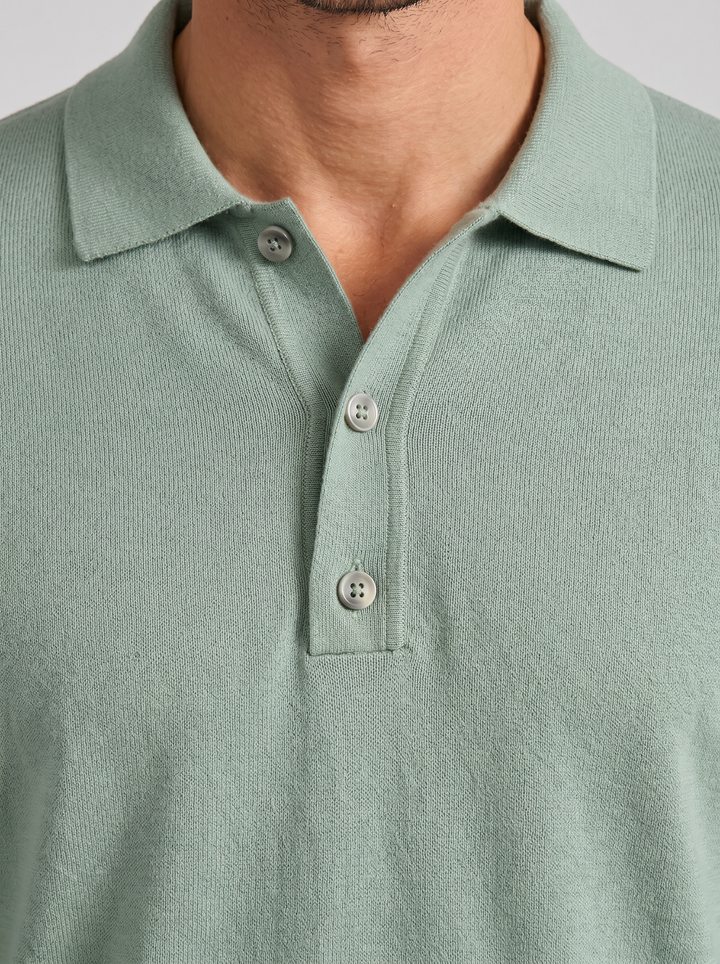 Men's Long-Sleeve Polo Shirt – Half-Button Knit