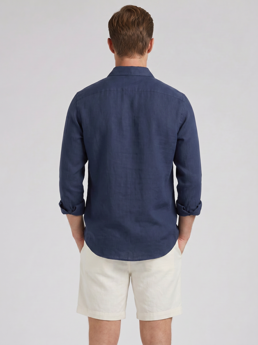 Men's Co-ord Set – Long-Sleeve Linen Shirt & Shorts