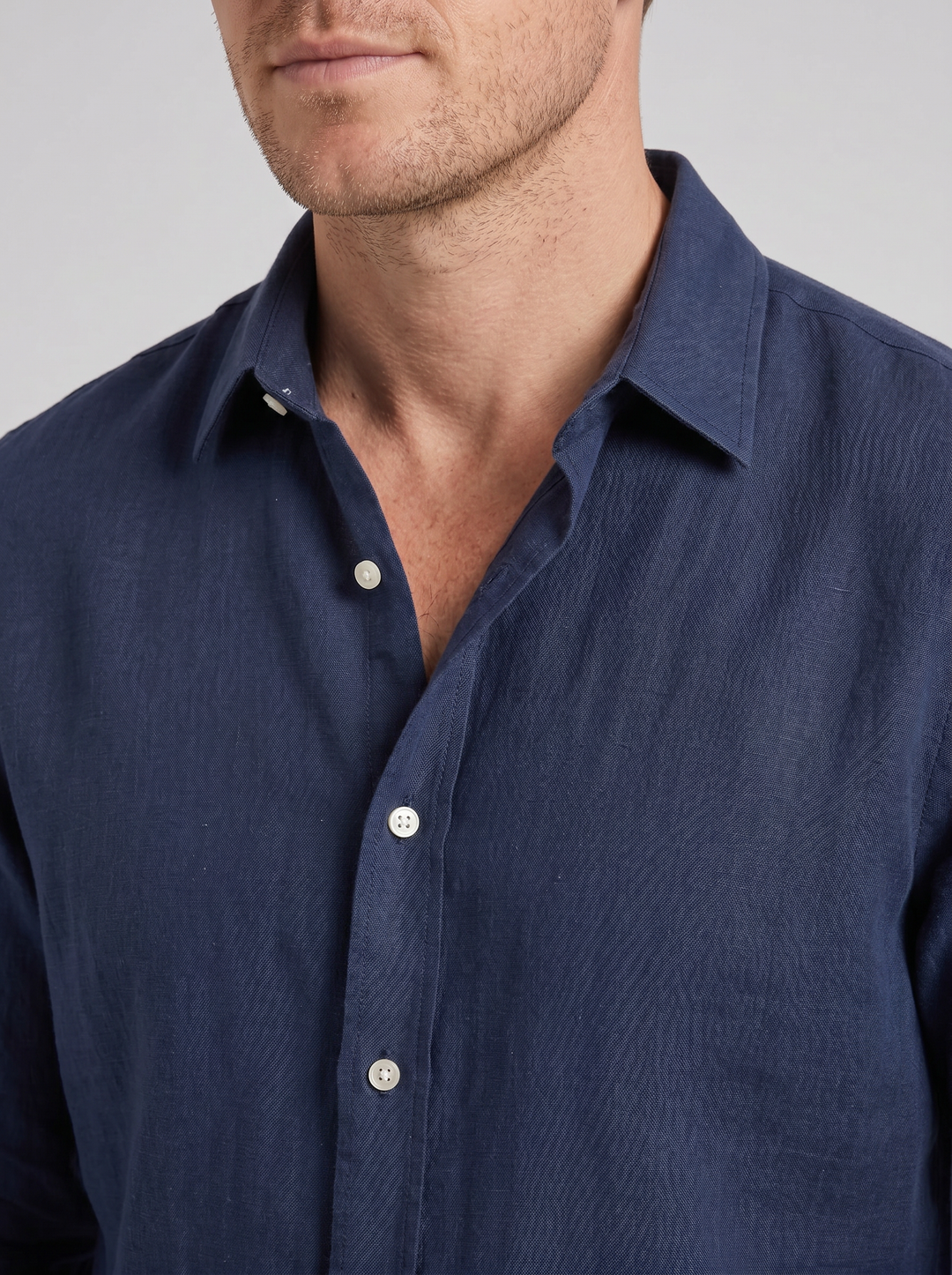 Men's Co-ord Set – Long-Sleeve Linen Shirt & Shorts