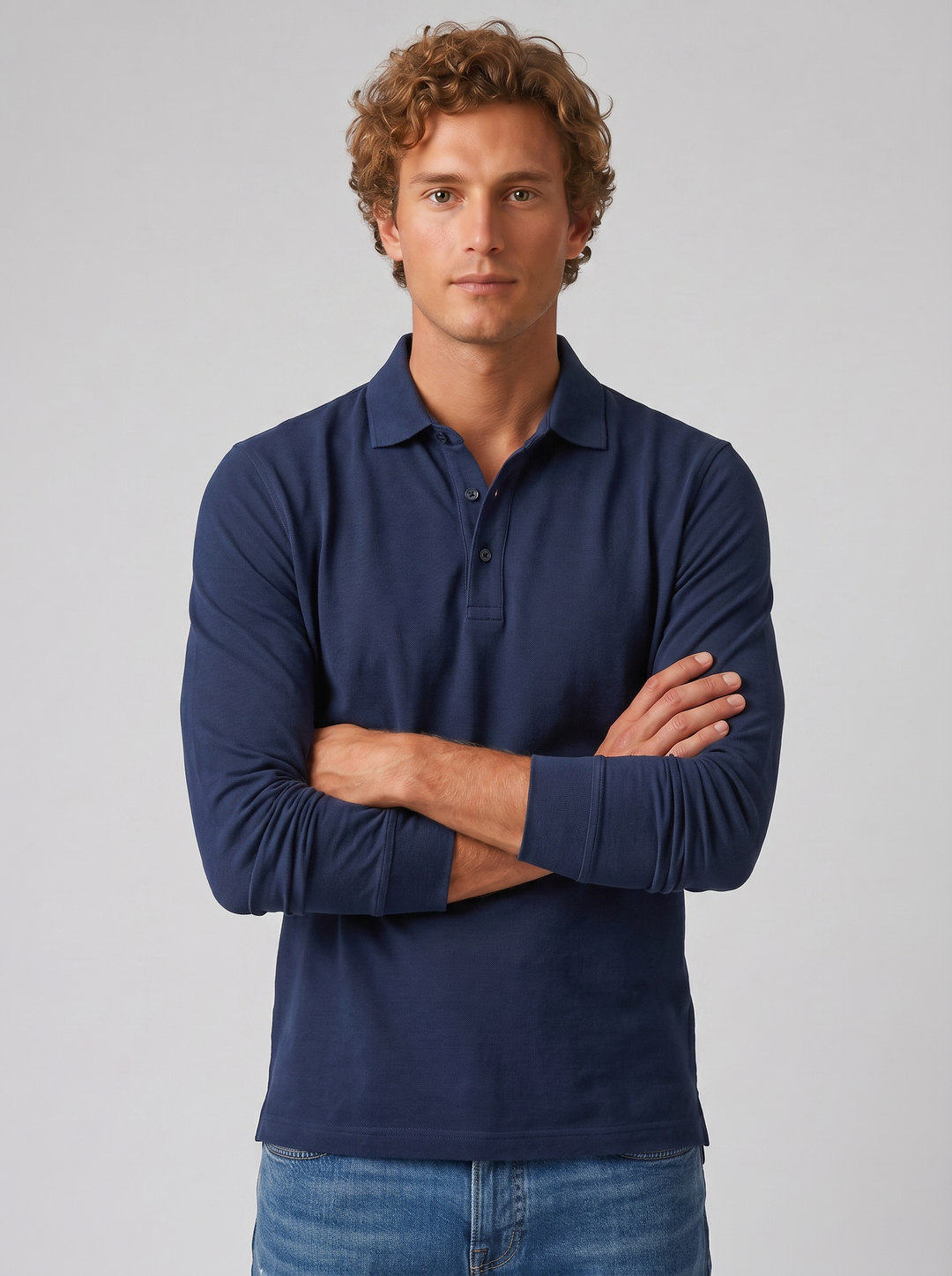 Men's Long-Sleeve Polo Shirt – Cotton