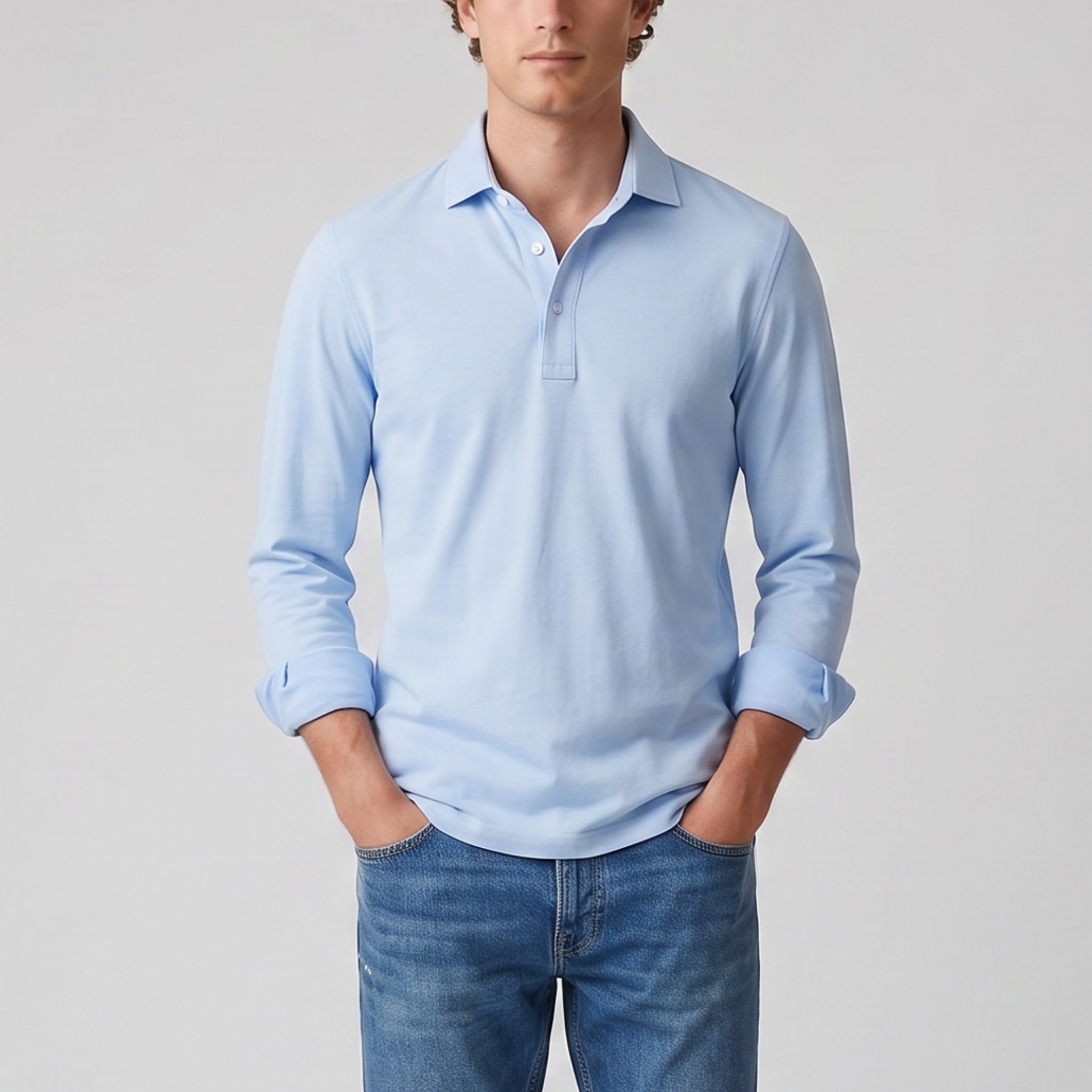 Men’s Long-Sleeve Polo Shirt | Celestiella