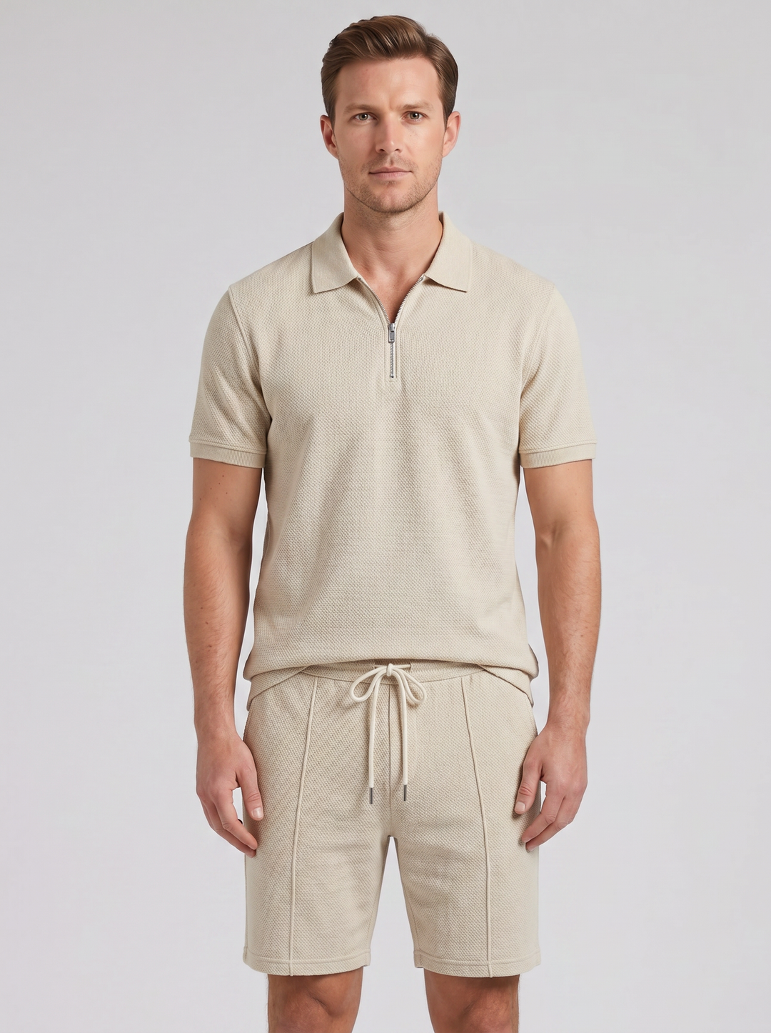 Men's Co-ord Set – Quarter-Zip Polo & Shorts
