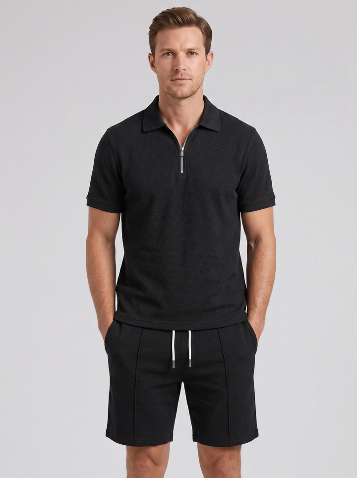 Men's Co-ord Set – Quarter-Zip Polo & Shorts