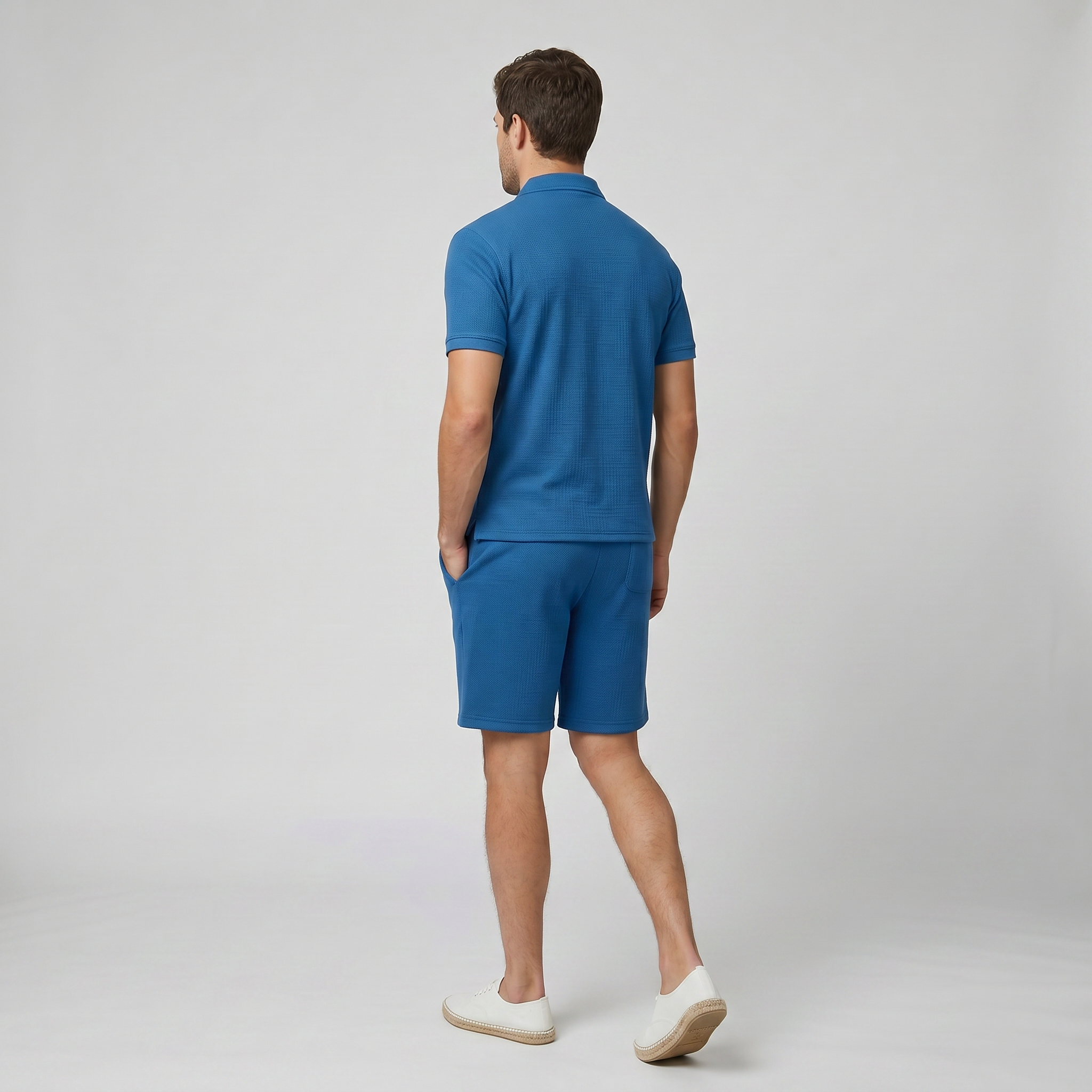Men’s Quarter-Zip Polo & Drawstring Shorts Set | Celestiella