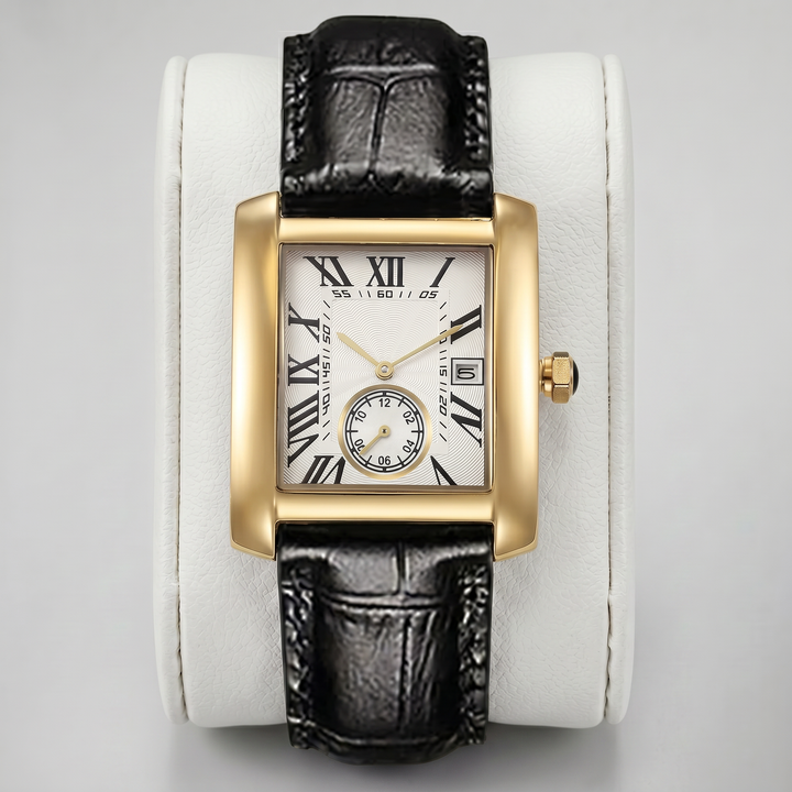 Men’s Leather Strap Rectangular Watch | Celestiella