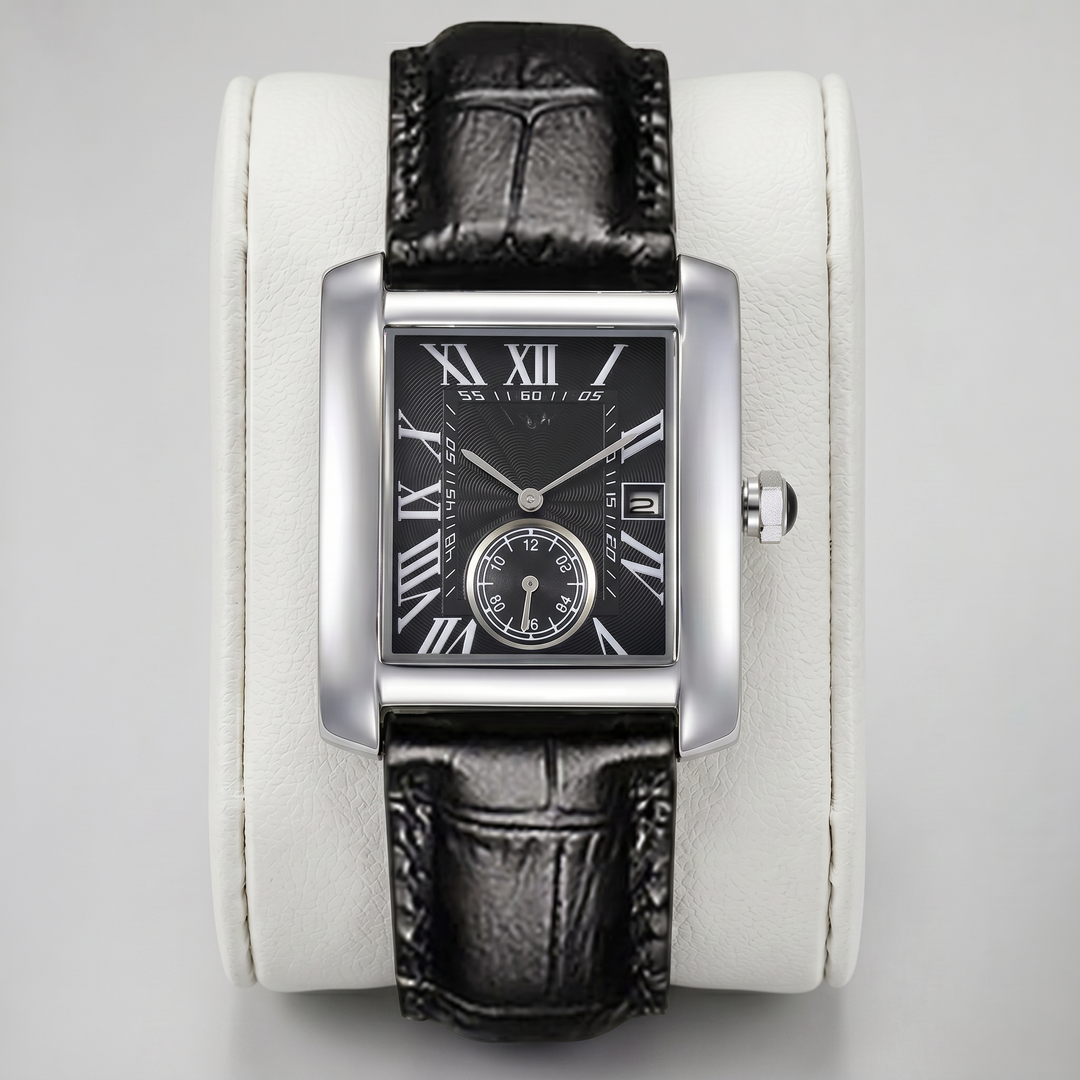 Men’s Leather Strap Rectangular Watch | Celestiella