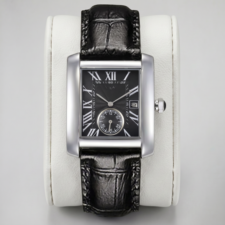 Men’s Leather Strap Rectangular Watch | Celestiella