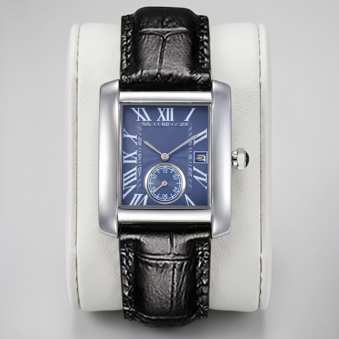 Men’s Leather Strap Rectangular Watch | Celestiella
