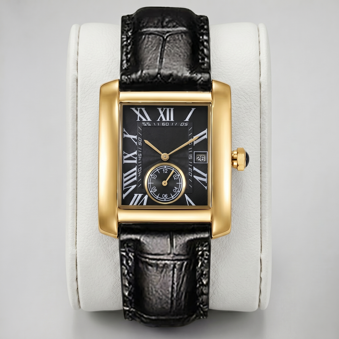 Men’s Leather Strap Rectangular Watch | Celestiella