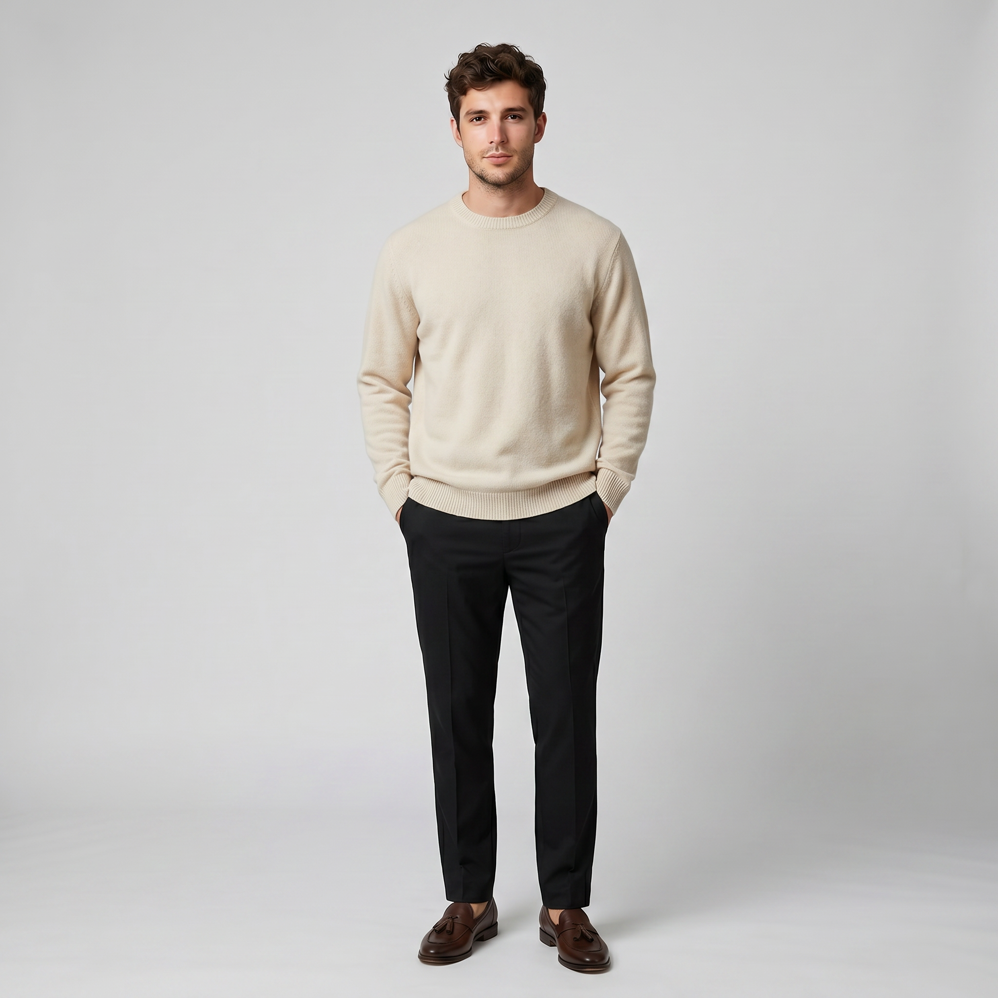 Men’s Cashmere Crew Neck Sweater - Relaxed Fit | Celestiella