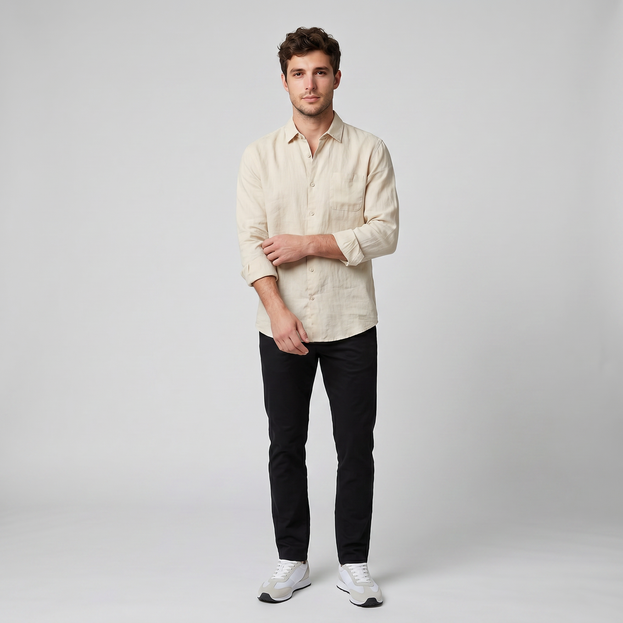 Men’s Relaxed Linen Long-Sleeve Shirt | Celestiella
