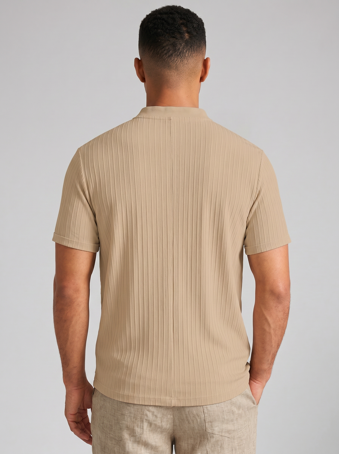 Men's Ribbed Henley Shirt – Lightweight Summer Top